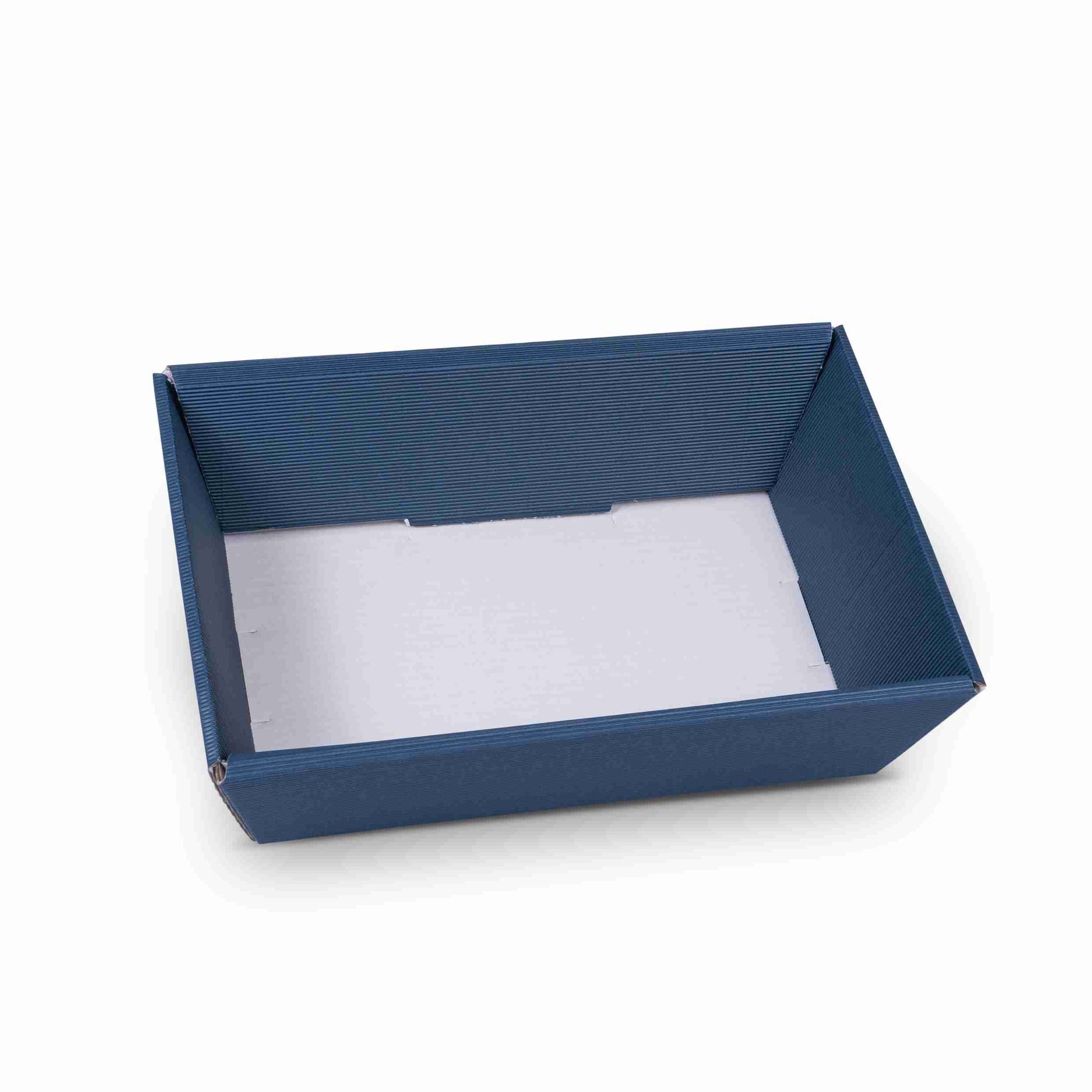 Model Geschenkkorb Wellpappe dunkelblau – Innenmass 330 × 110 × 190 mm – 1 Palette (400 Stk.)