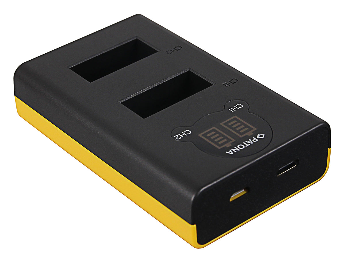 PATONA 1887 Dual-Ladegerät – für GoPro Max – 2-fach, USB, 8,4 V/0,7 A – Gelb/Schwarz