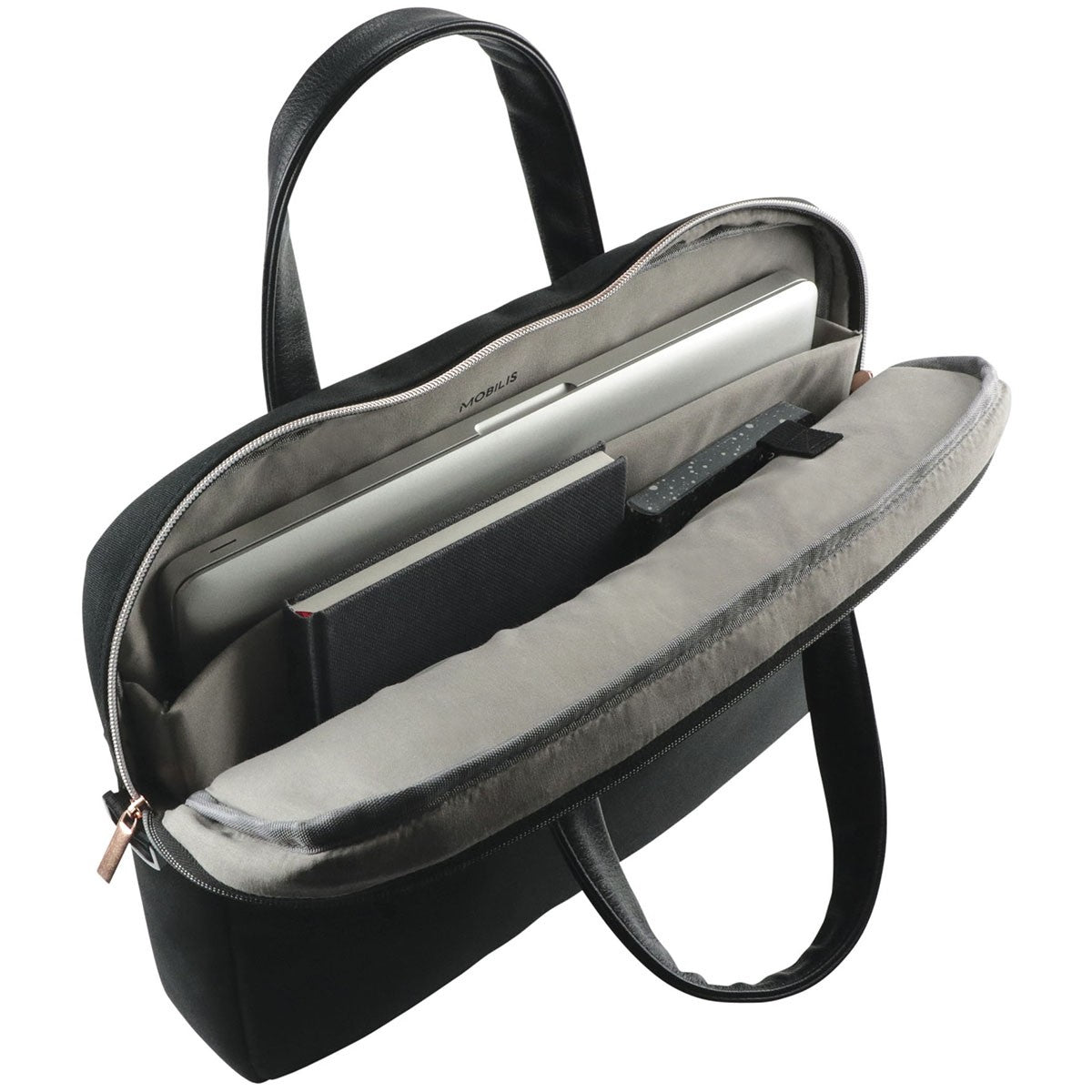 Mobilis Notebook-Tasche bis 14" – Abnehmbarer Schultergurt, Fronttasche – Schwarz