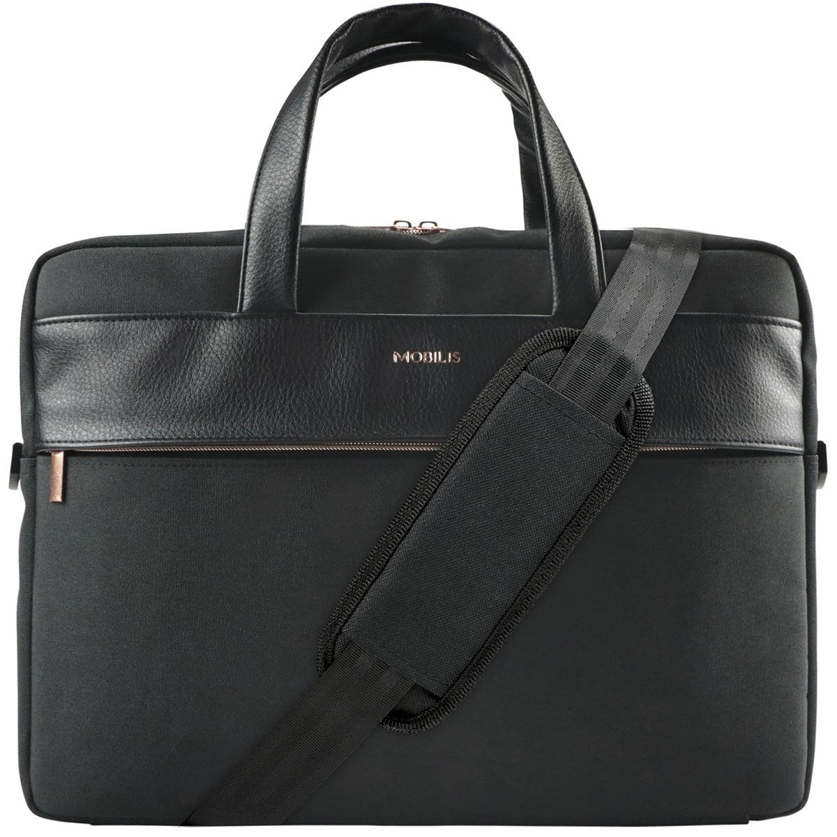 Mobilis Notebook-Tasche bis 14" – Abnehmbarer Schultergurt, Fronttasche – Schwarz