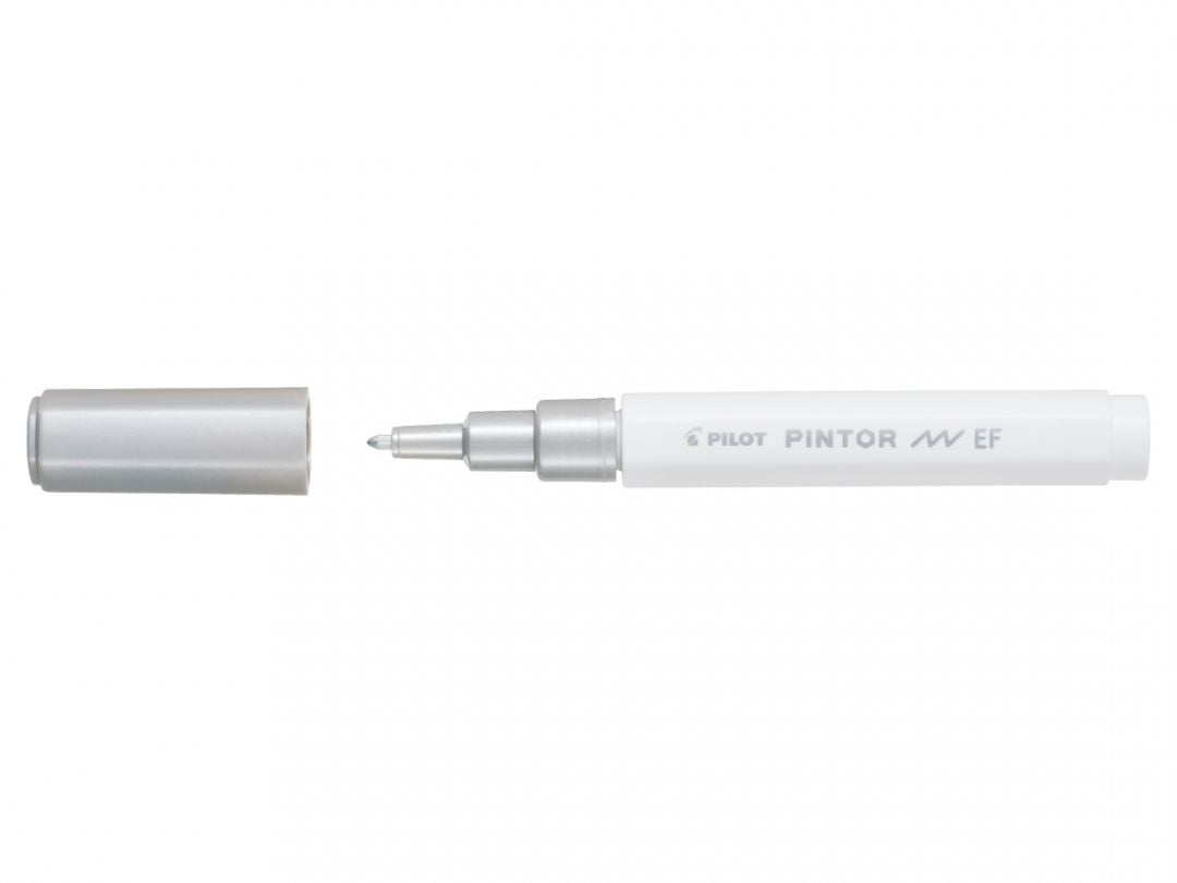 Pilot Pigment-Marker Pintor – Rundspitze 0,5-0,7 mm – Silber Metallic – Für dunkle Oberflächen geeignet
