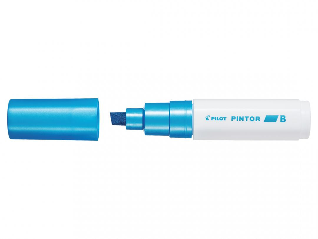 Pilot Pigment-Marker Pintor – Keilspitze 8 mm – Blau Metallic – Für dunkle Oberflächen geeignet