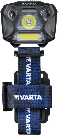 Varta Stirnlampe Work Flex Motion Sensor H20 – 150 lm, 78 m, IP54, Laufzeit 20 h – Schwarz