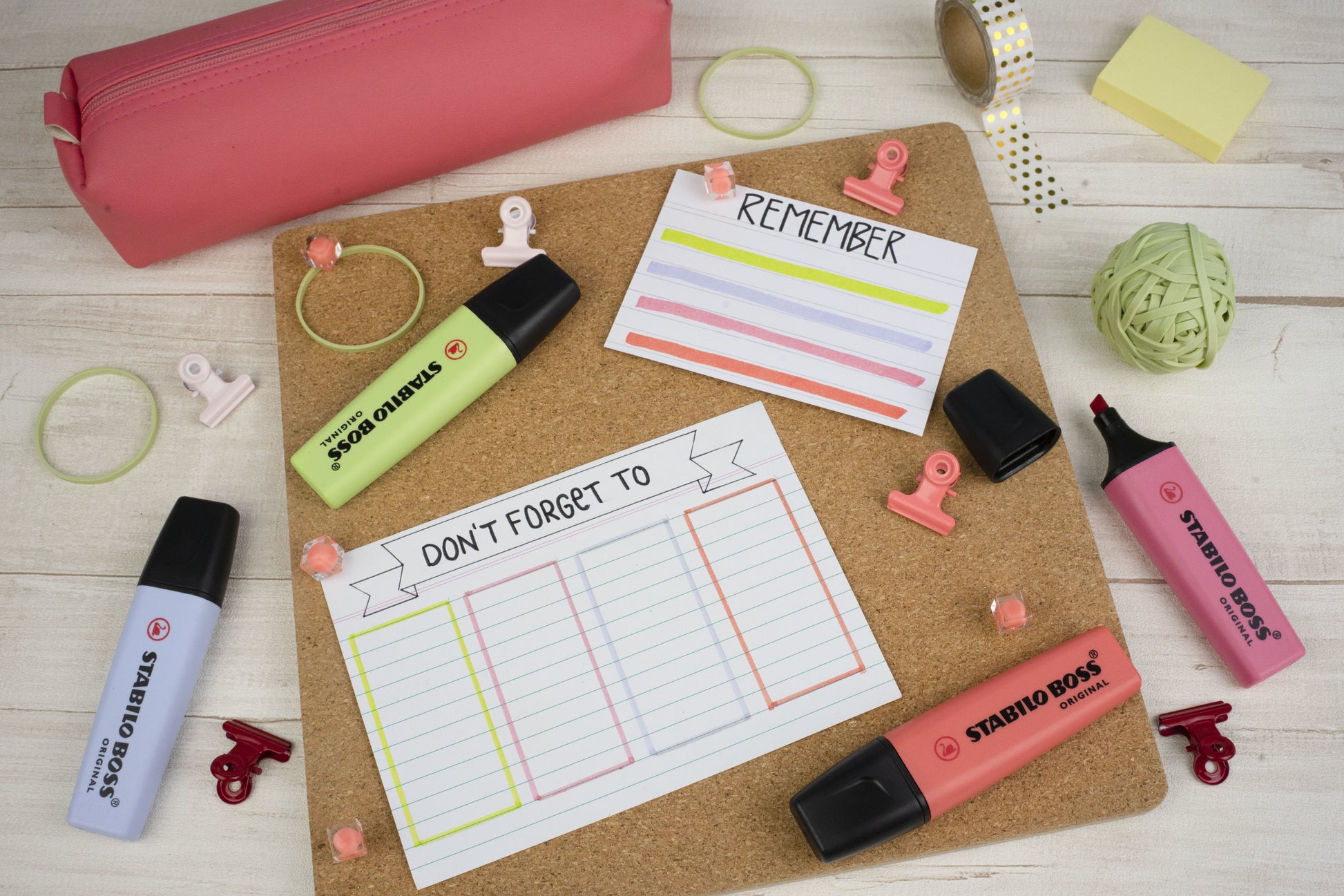 STABILO BOSS Original Textmarker Set 4 Pastellfarben – Keilspitze, 2–5 mm