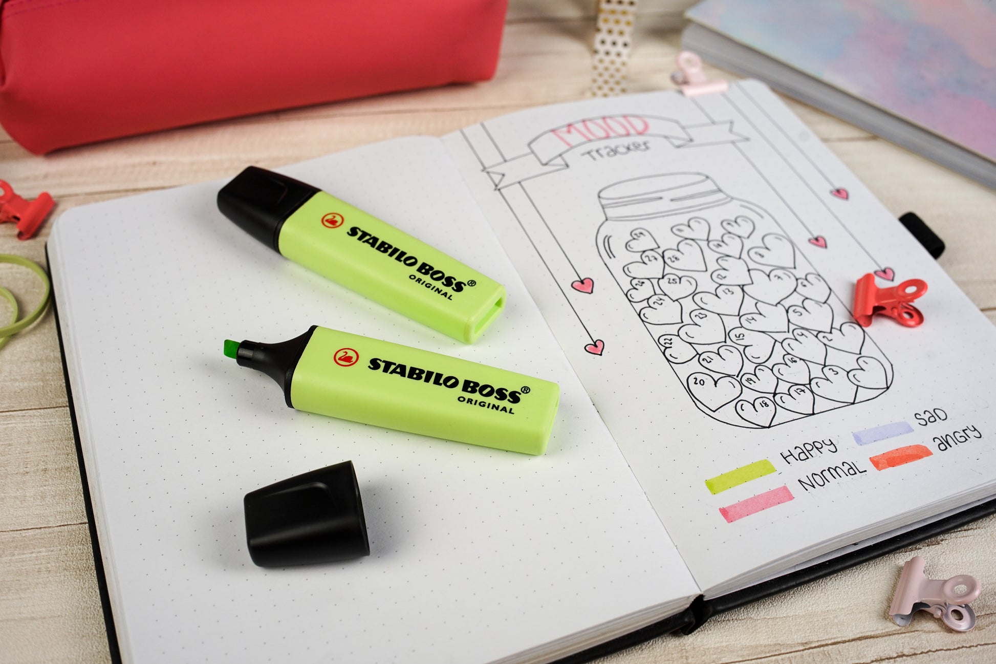 STABILO BOSS Original Textmarker Set 4 Pastellfarben – Keilspitze, 2–5 mm