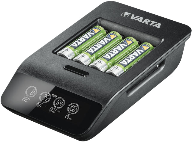 Varta LCD Smart Charger+ Batterieladegerät 4× – für AA, AAA – LCD-Anzeige