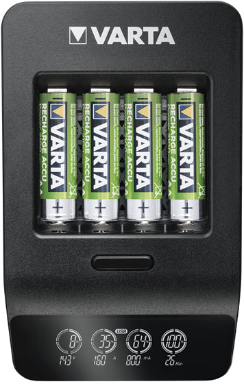 Varta LCD Smart Charger+ Batterieladegerät 4× – für AA, AAA – LCD-Anzeige