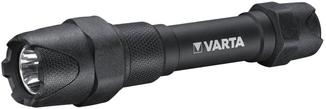 Varta Taschenlampe Indestructible F20 Pro – 350 lm, 140 m, IP67, 2 Stufen, 2× AA (55 h) – Schwarz
