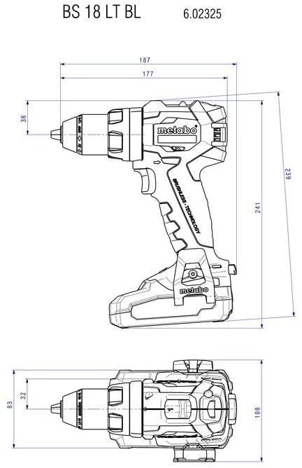 Metabo Akku-Bohrschrauber BS 18 LT BL – 18 V (CAS) – Schnellspannbohrfutter (Ø 13 mm) – 75 Nm – Solo – Brushless