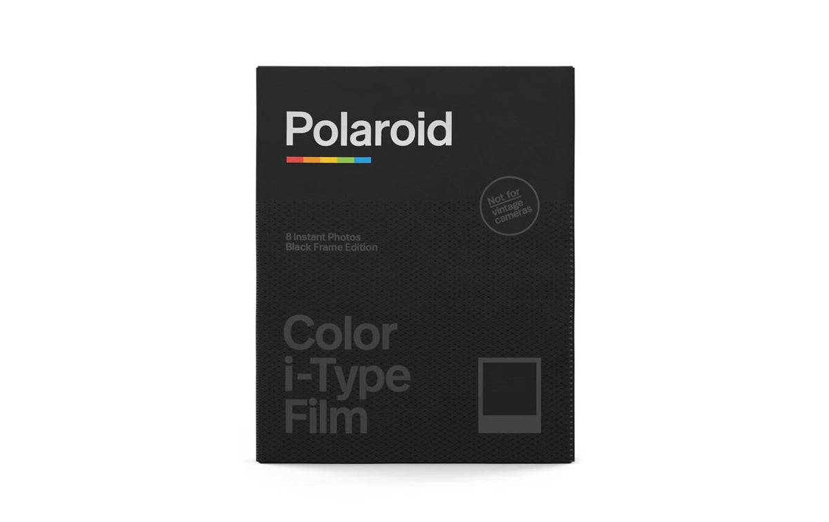 Polaroid Colorfilm i-Type – Farbe, Bild 79 × 79 mm, ISO 640 – für Polaroid i-Type – Schwarzer Rahmen – 8er-Pack