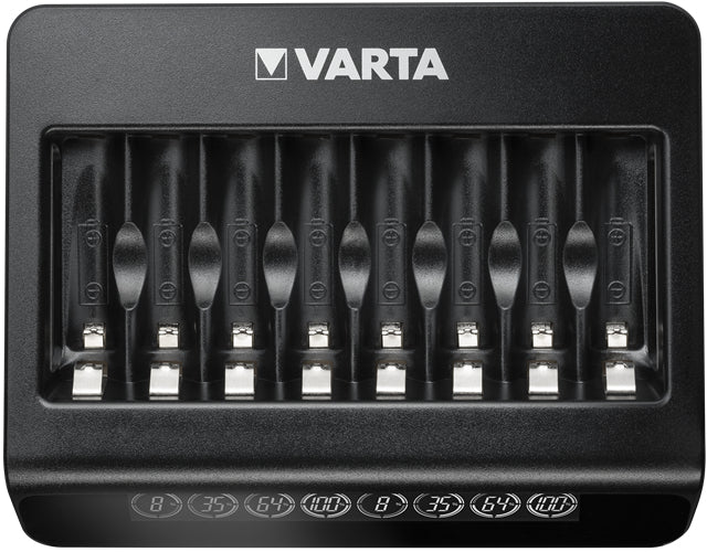 Varta Multi Charger+ Batterieladegerät 8× – LCD, USB-C – für NiMH AA/AAA – schwarz