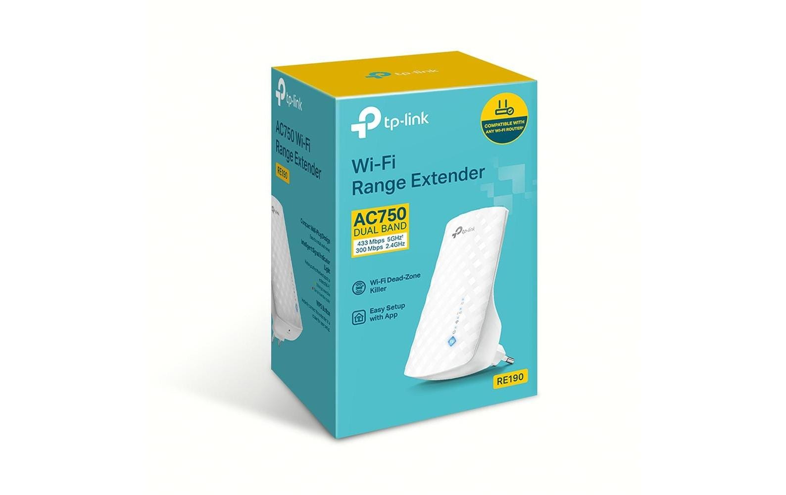 TP-Link RE190 – Netzwerk-Repeater – Wi-Fi 5 (802.11ac), Dual-Band (2,4/5 GHz), 433 Mbit/s, 3× Interne Antennen
