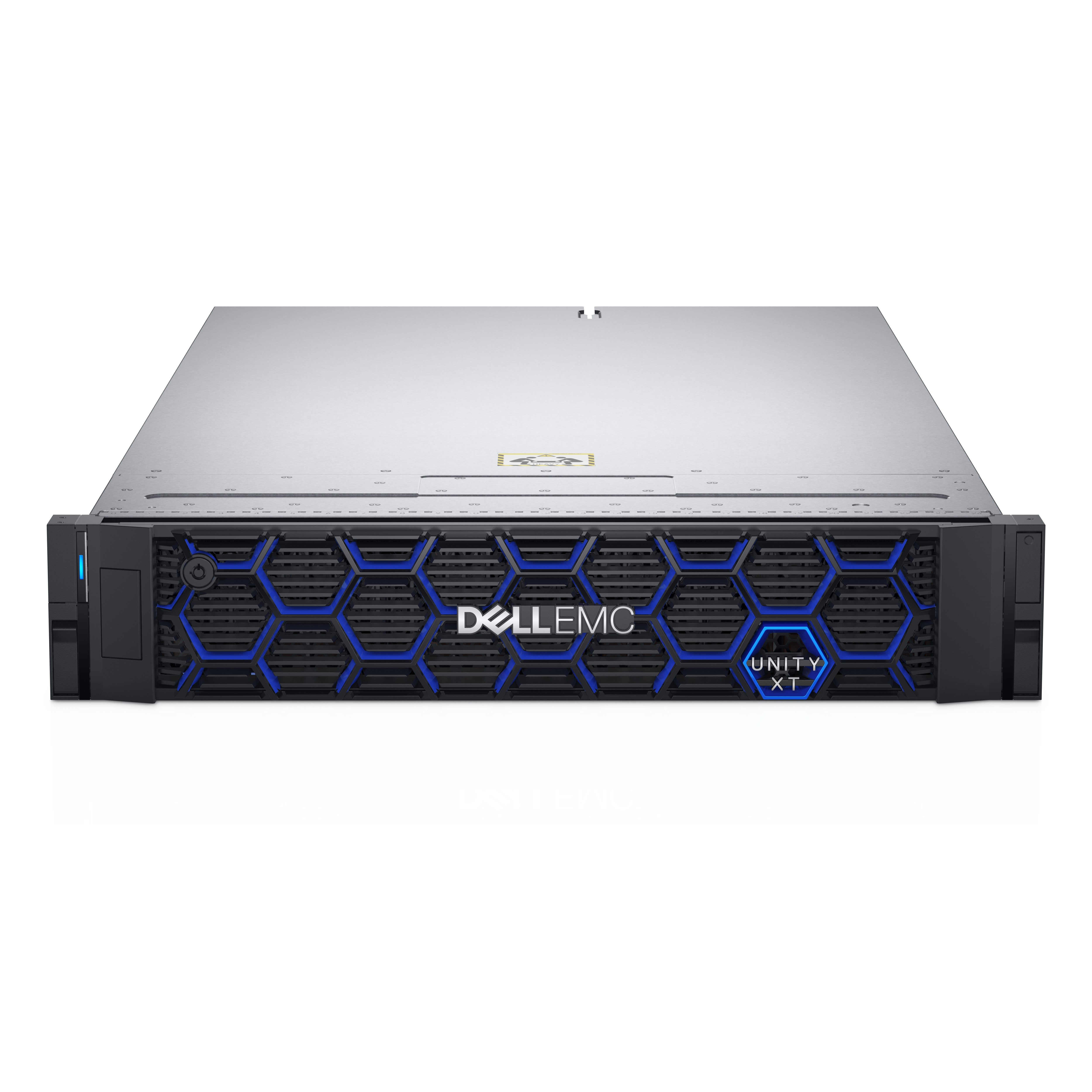 DELL Unity XT 380 – 25-Bay Rack 2U SAN – Intel, 12 Kerne, 1,7 GHz, 10GbE, 14 TB HDD/SSD vorinstalliert