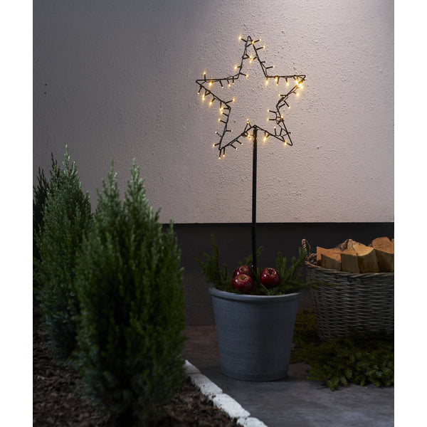 Star Trading LED-Deko-Stern Aussen – 3,6 W – Warmweiss – IP44 – Batteriebetrieb – Timer 6/18 h – Schwarz