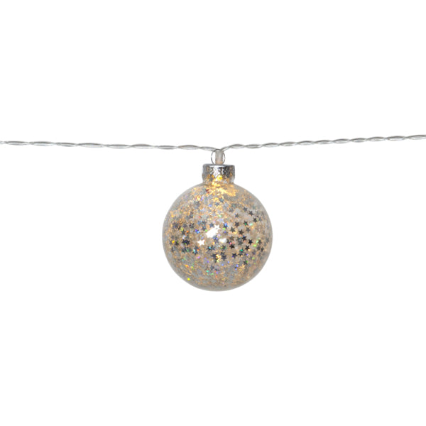 Star Trading LED-Lichterkette – 1,8 m, 0,6 W, Warmweiss, Silber, Timer 6/18 h, Batteriebetrieb (2× AA)