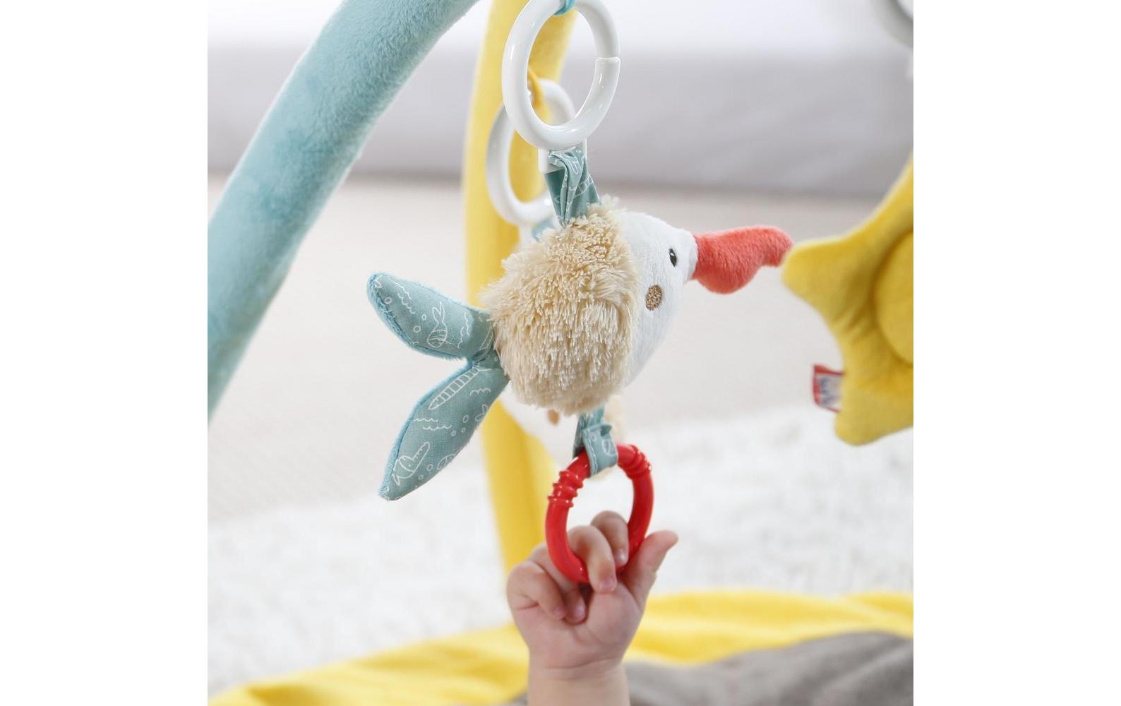 Fehn Krabbeldecke mit Spielbogen Bär Bruno – 85 × 85 cm – 5 Stofftiere, Spiegel – mehrfarbig