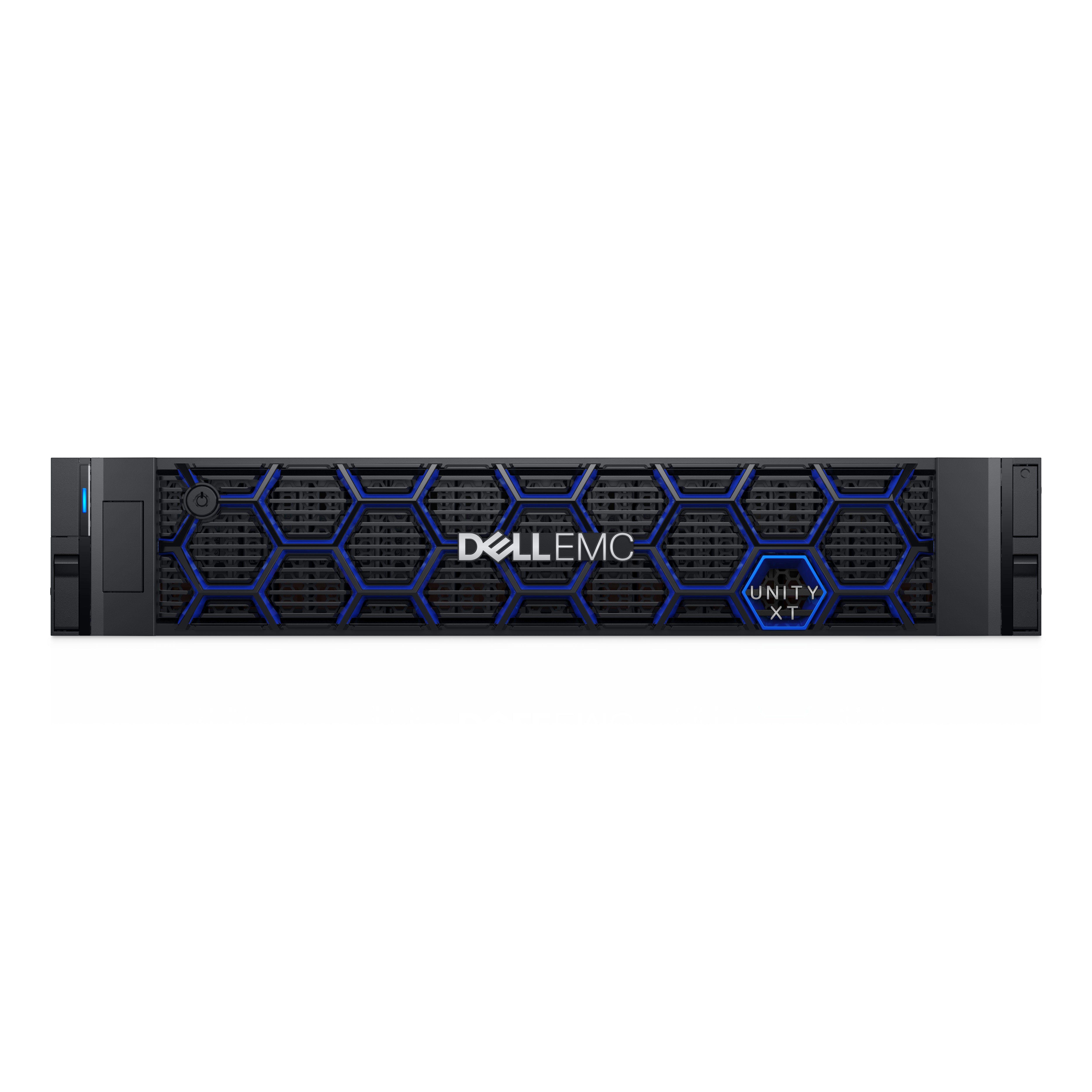 DELL EMC Unity 480F – 25-Bay Rack 2U SAN – Intel 32-Core 1,8 GHz, 10GbE, 8×SFP, 15,36 TB SSD vorinstalliert