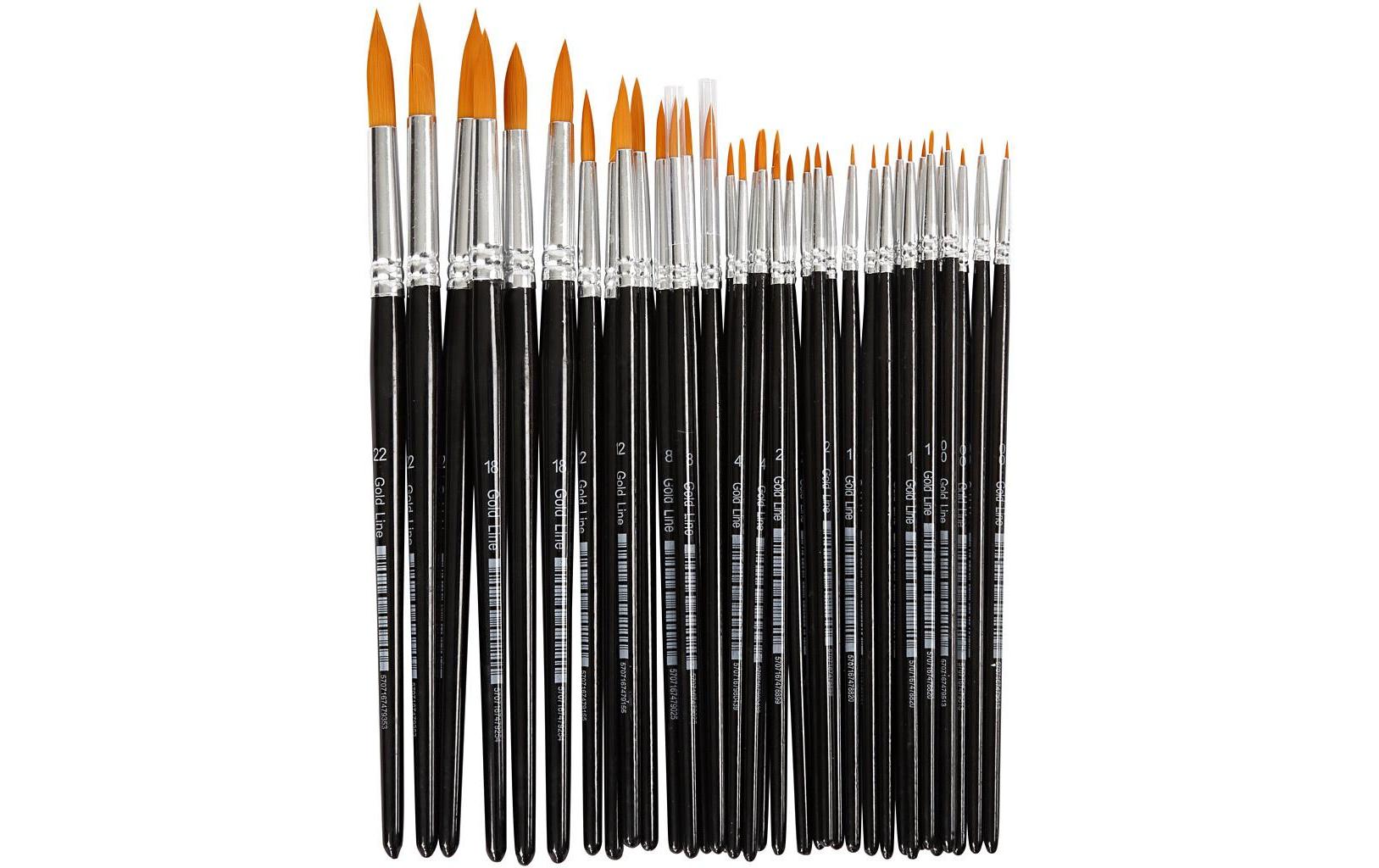 Creativ Company Pinsel-Set – Rundpinsel, Nylon, Ø 1,5–8 mm, 8 Grössen, 36er-Set