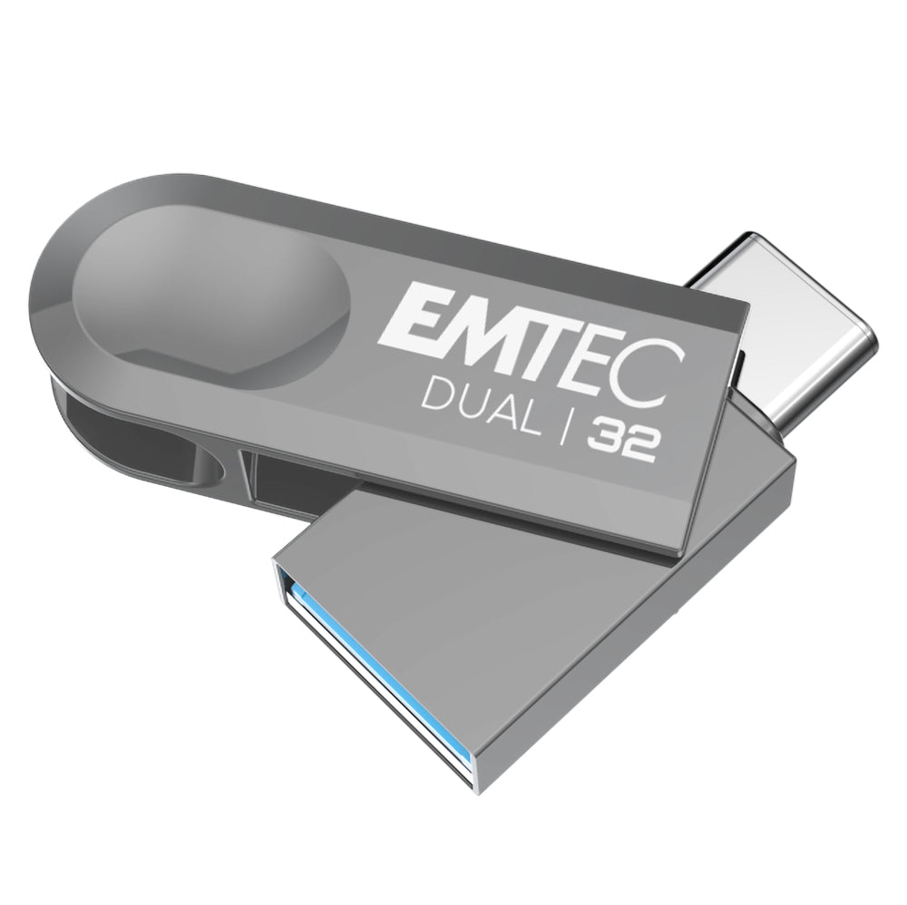 Emtec D280 Dual USB-Stick – 32 GB, USB 3.2, Gehäuse aus 100% recyceltem Kunststoff