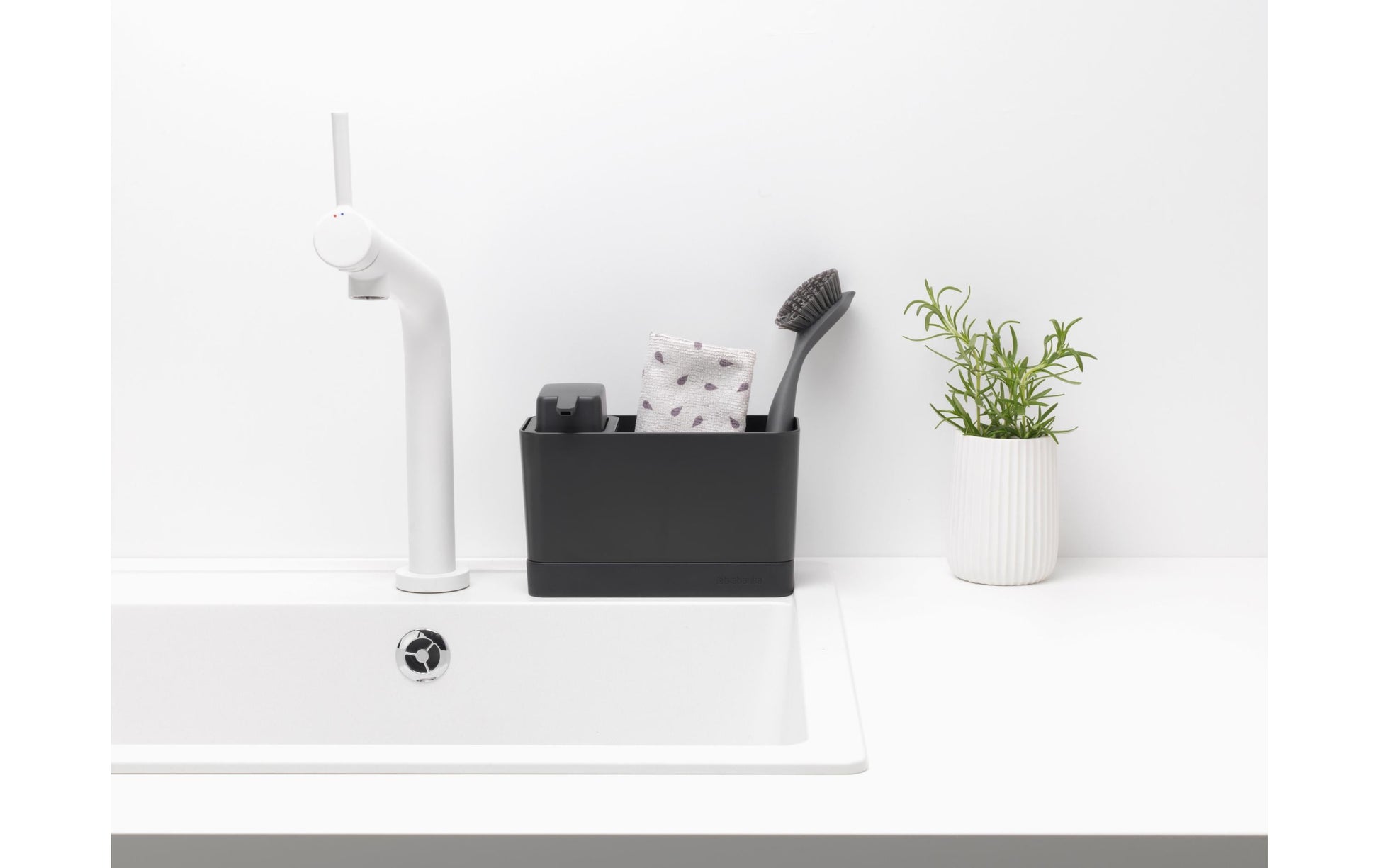 Brabantia Utensilienhalter (wandmontiert) 19,6 × 9,1 × 12,0 cm, Kunststoff, dunkelgrau