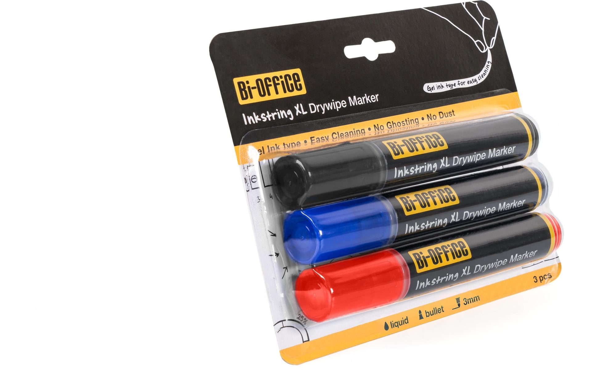 Bi-Office Whiteboard-Marker – schwarz, blau, rot, 3 Stk., geruchsarm, deckend – für Whiteboards