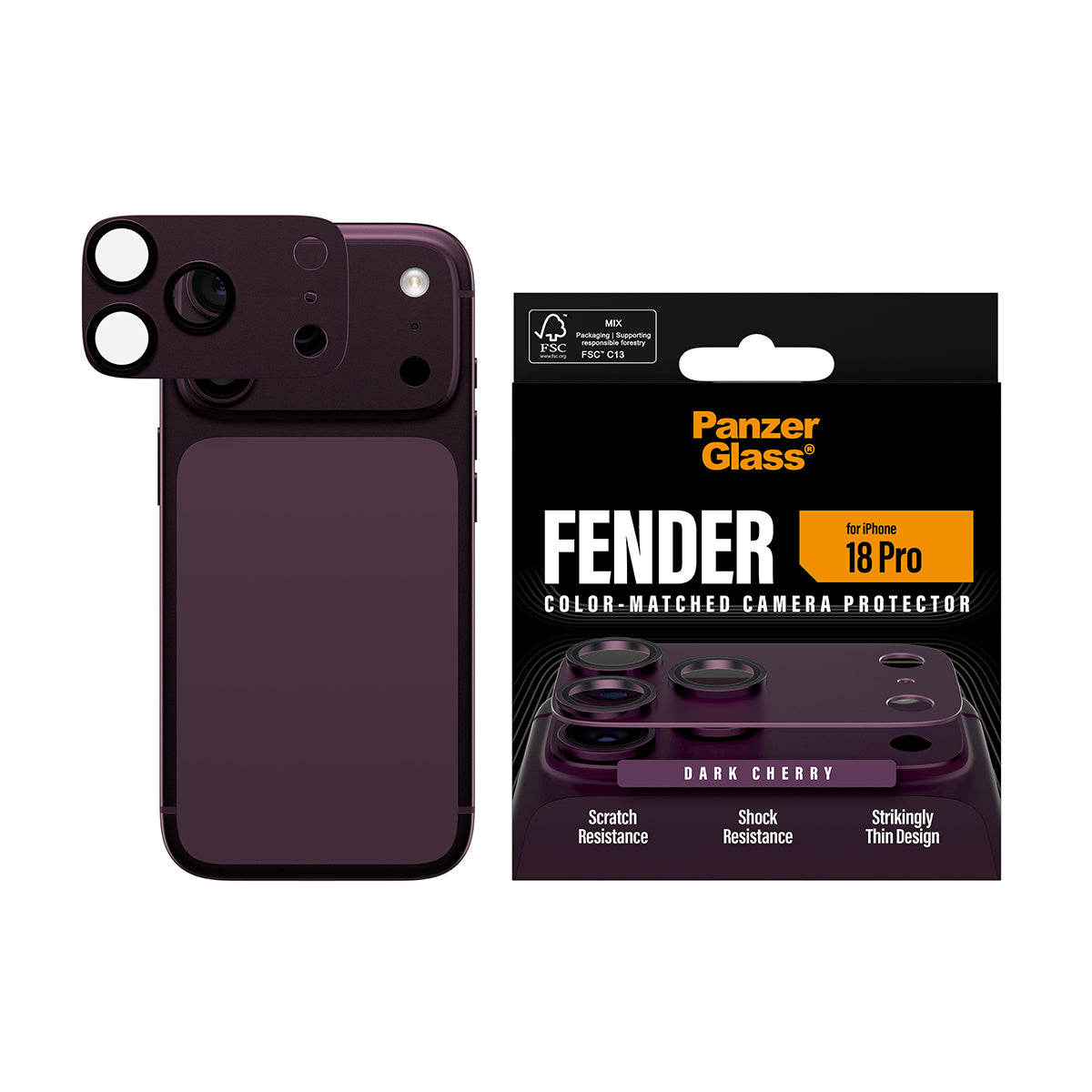 PanzerGlass Kameralinsenschutz – für iPhone 18 Pro – Dunkelrot