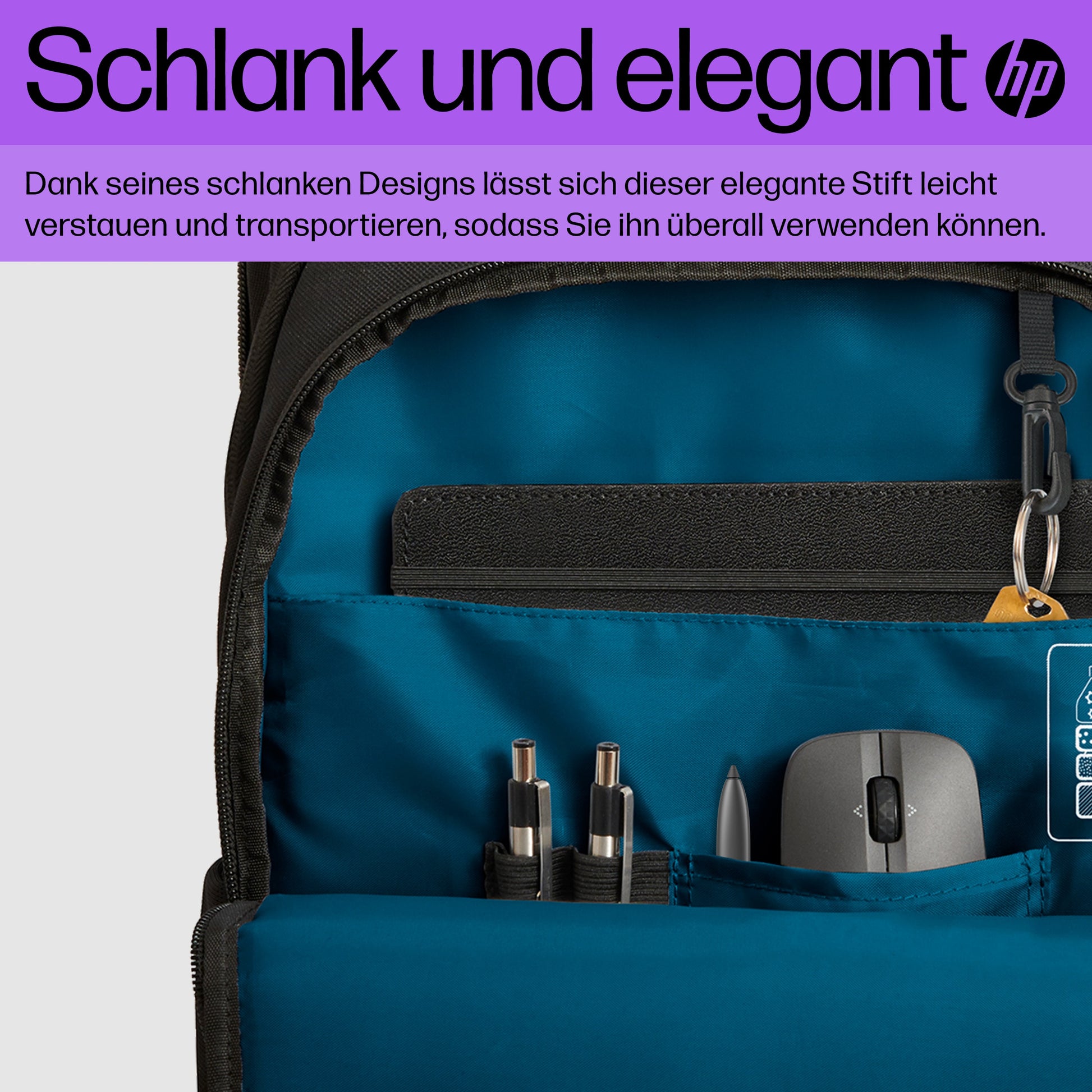 HP Slim Wiederaufladbarer Stift – Schwarz, 133,6 × 7 × 8 mm