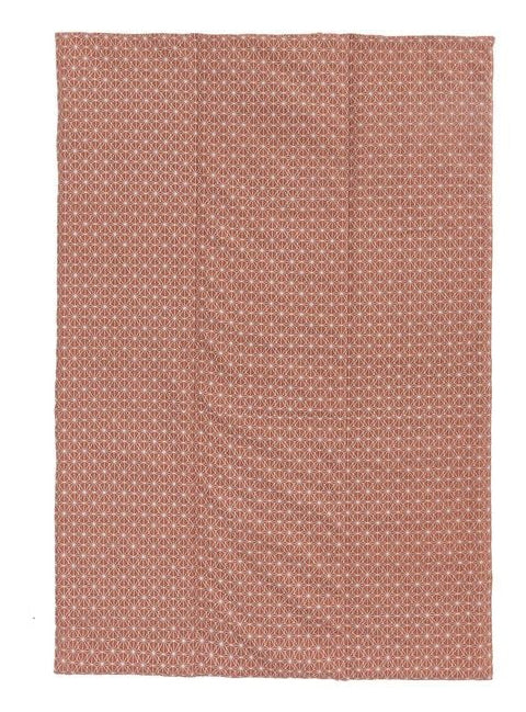 URBANARA Ankisa Wohndecke – Baumwolle, Terrakotta/Weiss/Salbeigrün – 130 × 190 cm