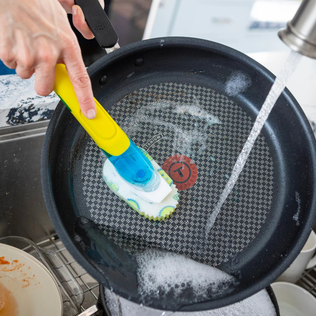 Scrub Daddy Abwaschbürste Dish Daddy – Kunststoff, 7 cm, gelb/blau, mit auswechselbarem Kopf