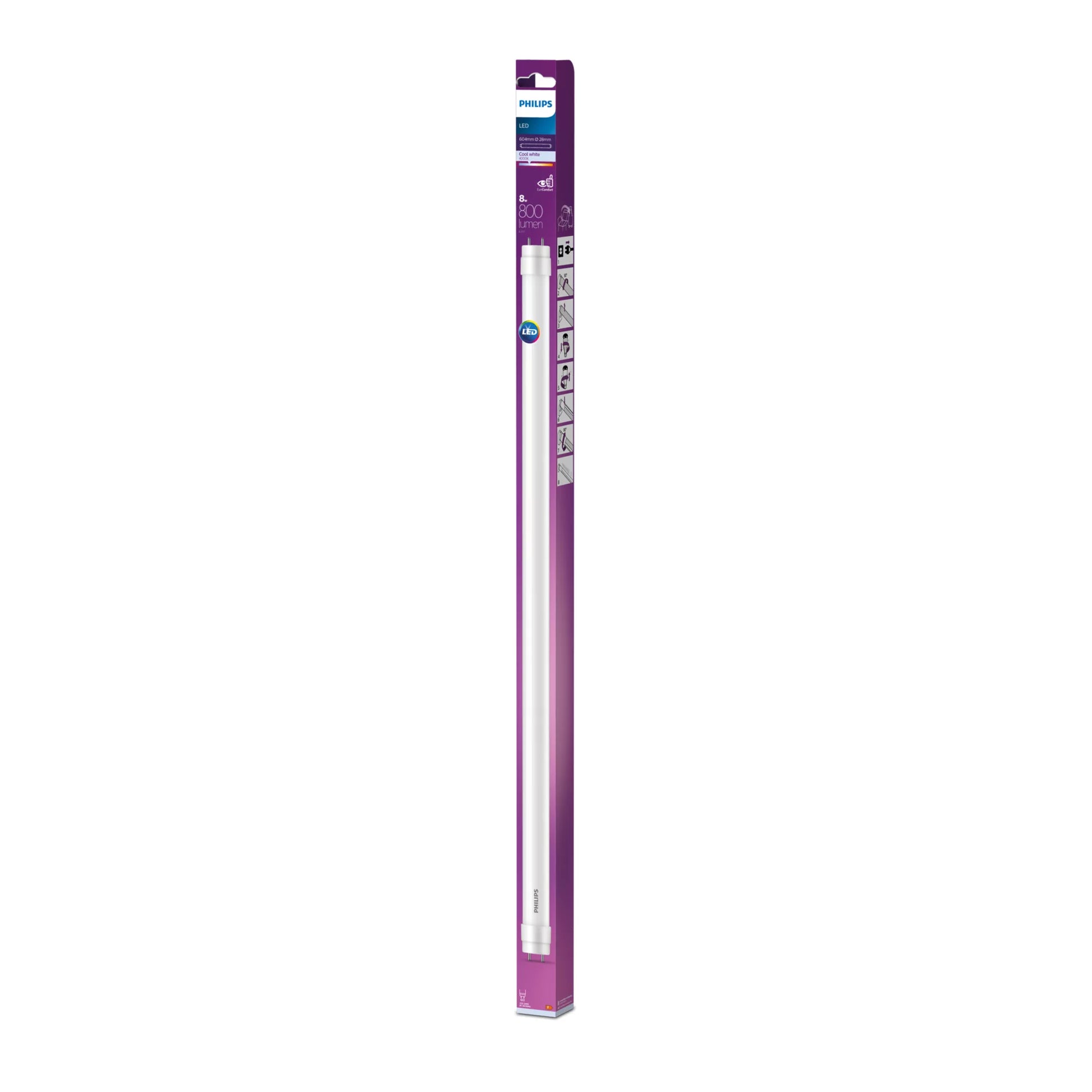 Philips by Signify Philips LED-Leuchtmittel T8 (G13, 603 mm) – Neutralweiss 4000 K, 800 lm, 8 W – 1 Stk.
