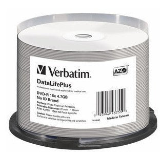 Verbatim DVD-R 4,7 GB – 16×, bedruckbar, 50er Spindel
