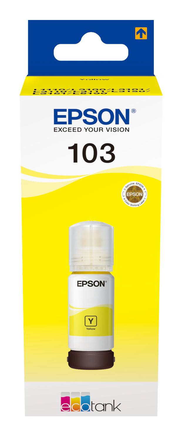 Epson 103 Gelbe Tintenpatrone (Original) – 70 ml – für L1110, L3110/3111, L3150/3151 …