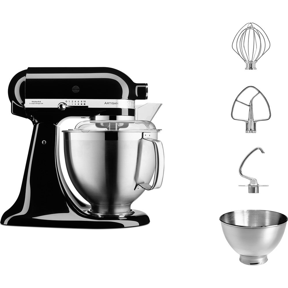 KitchenAid Haushaltsgeräte-Zubehör – Artisan 5KSM185PS – 4,8 l, Edelstahlschüssel, Schwarz