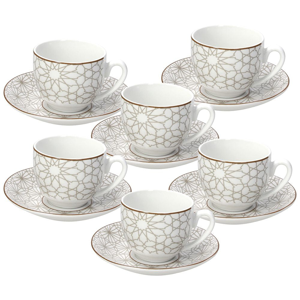 Tognana Porcellane Tognana Espressotassen Madison – 6er Set, 120 ml, Ø 7,0 cm, H 6,0 cm, Porzellan, Beige/Weiss, spülmaschinenfest