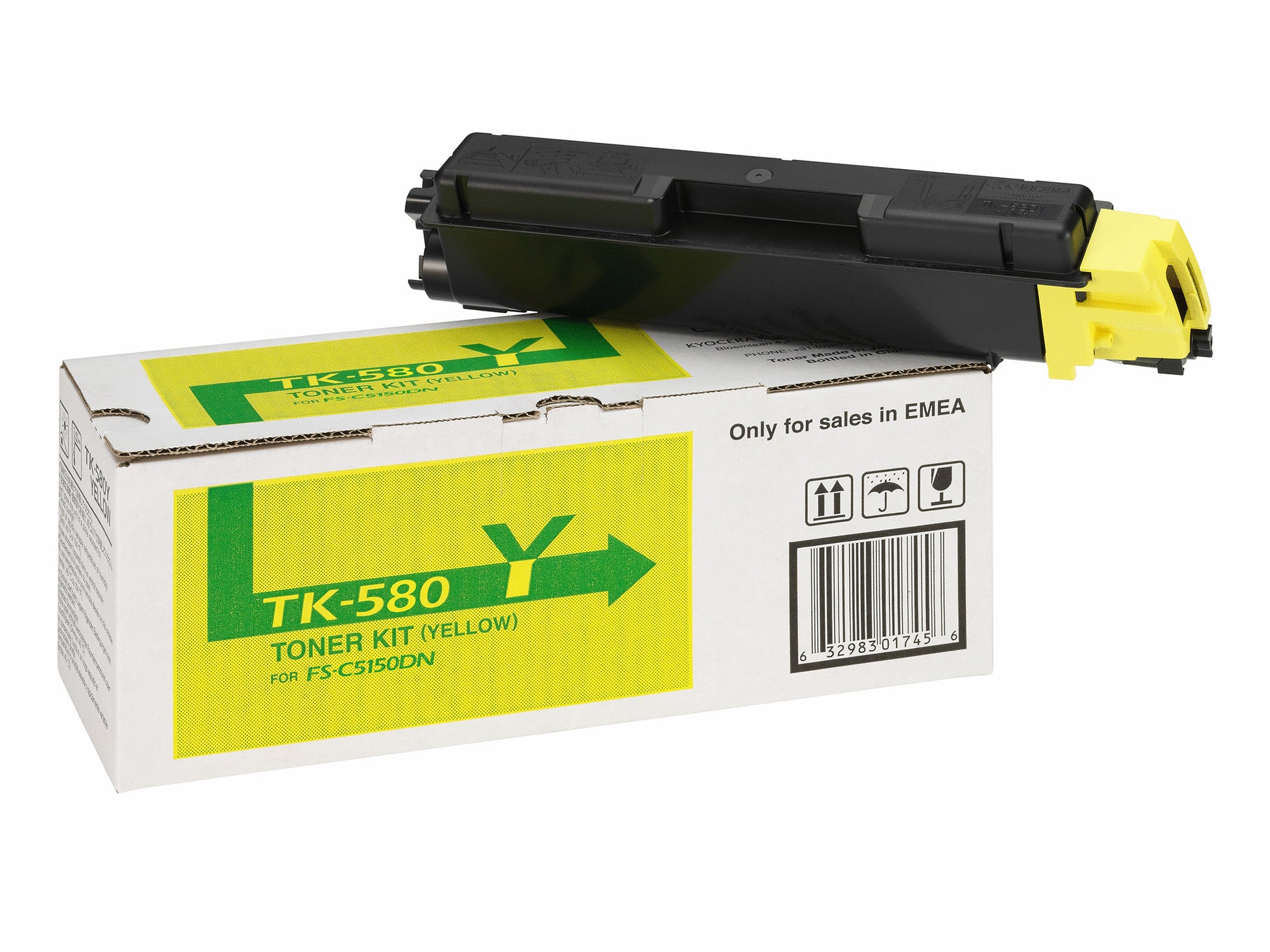 Kyocera – Toner TK-580Y – Gelb, 2800 Seiten – für Farb-Laserdrucker/Multifunktionsgeräte