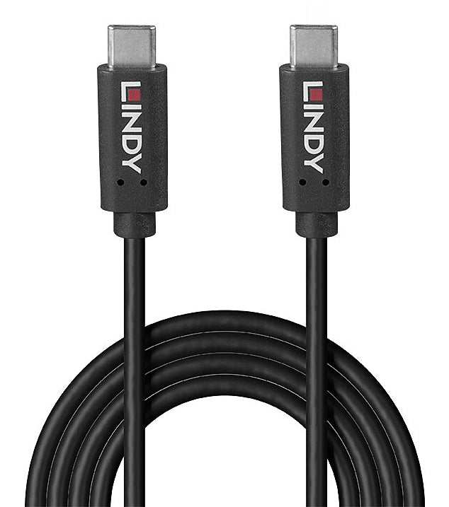 Lindy USB-C auf USB-C Kabel – USB 3.2 Gen 2x2 (20 Gbit/s) – 1,5 m – PD 100 W – rTPE – Schwarz