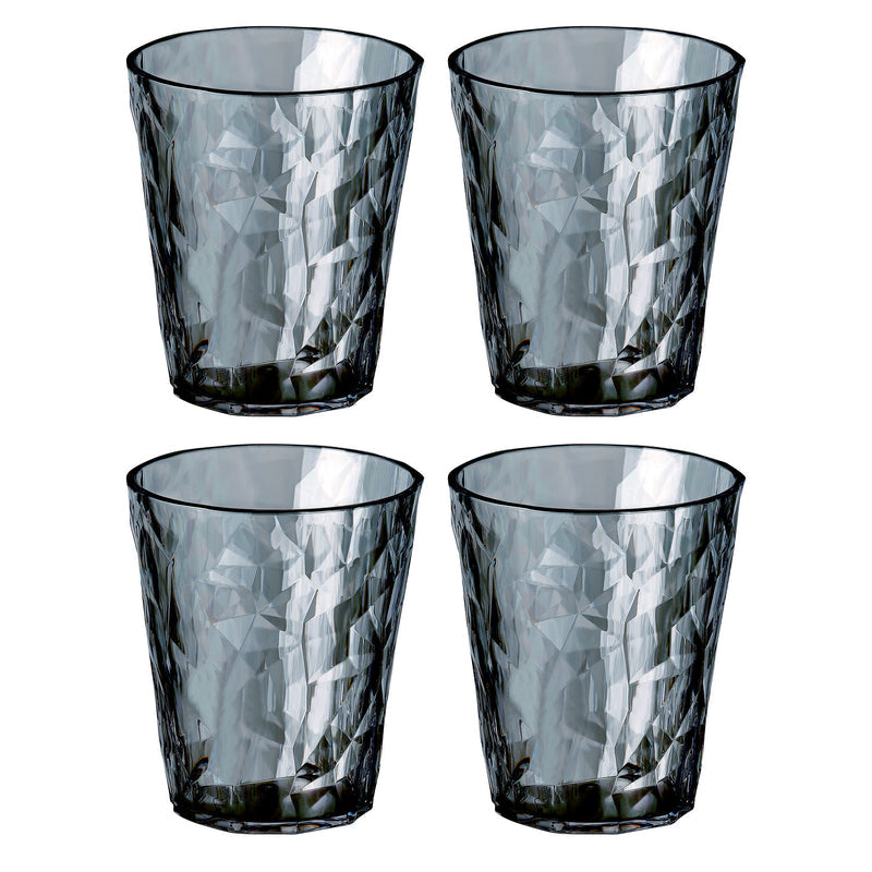 koziol Trinkglas Club No. 1 – 4er Set, 250 ml, Ø 8,2 cm, Kunststoff, Grau, spülmaschinenfest