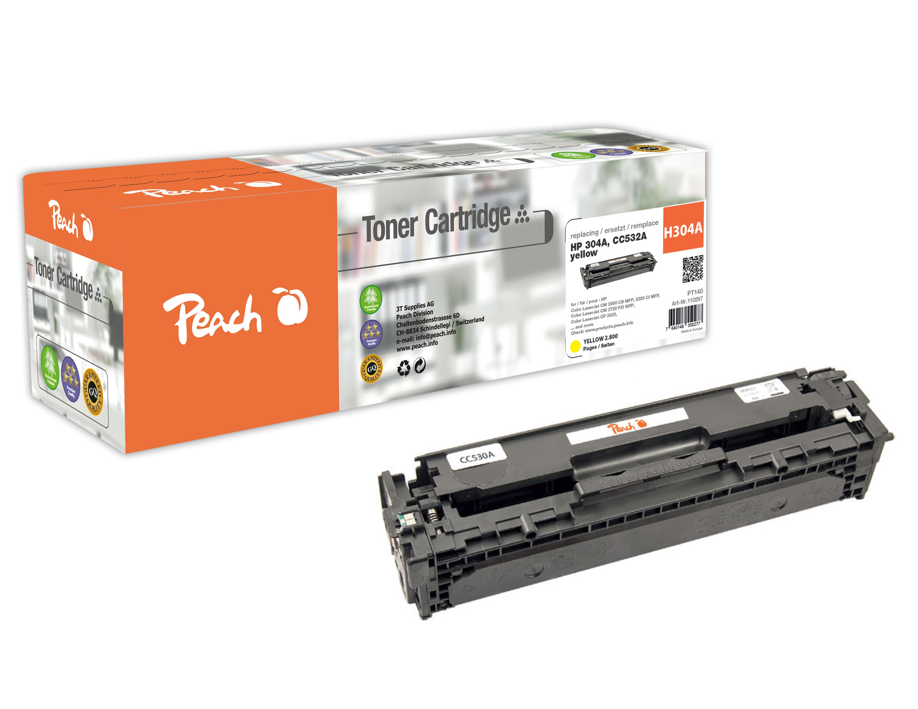 Peach Toner – Gelb, 2800 Seiten – für HP Color LaserJet CM 2300/CM 2320 CB/CM 2320 CBB usw.