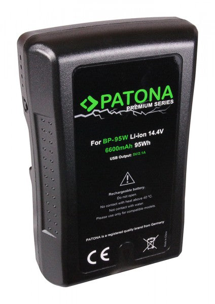 PATONA Prem V-Mount Akku – 95 Wh, 14,4 V, 6600 mAh – für Sony DSR-250P, DSR-600P, DSR-650P und andere