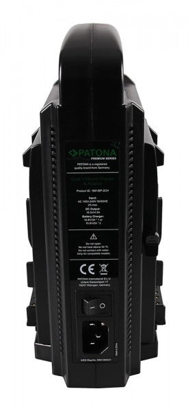 PATONA Dual V-Mount Ladegerät – 74,25 W, 2× V-Mount – für JVC GY-HM850E, JVC GY-HM890E, Sony DSR-250P