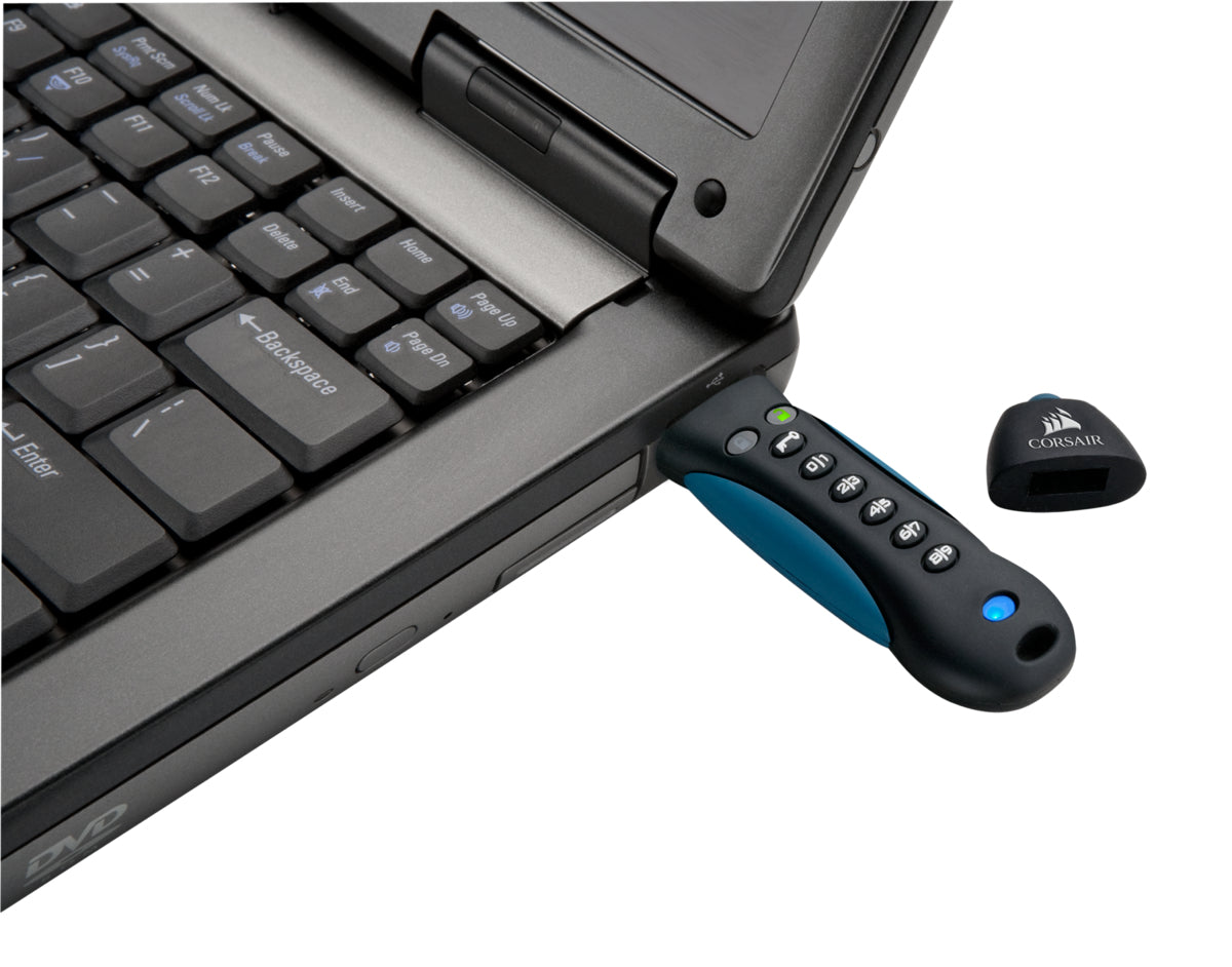 Corsair Padlock 3 128 GB USB 3.2 Gen 1 (USB-A) – 256-Bit AES Hardwareverschlüsselung, PIN-gesichert, Blau