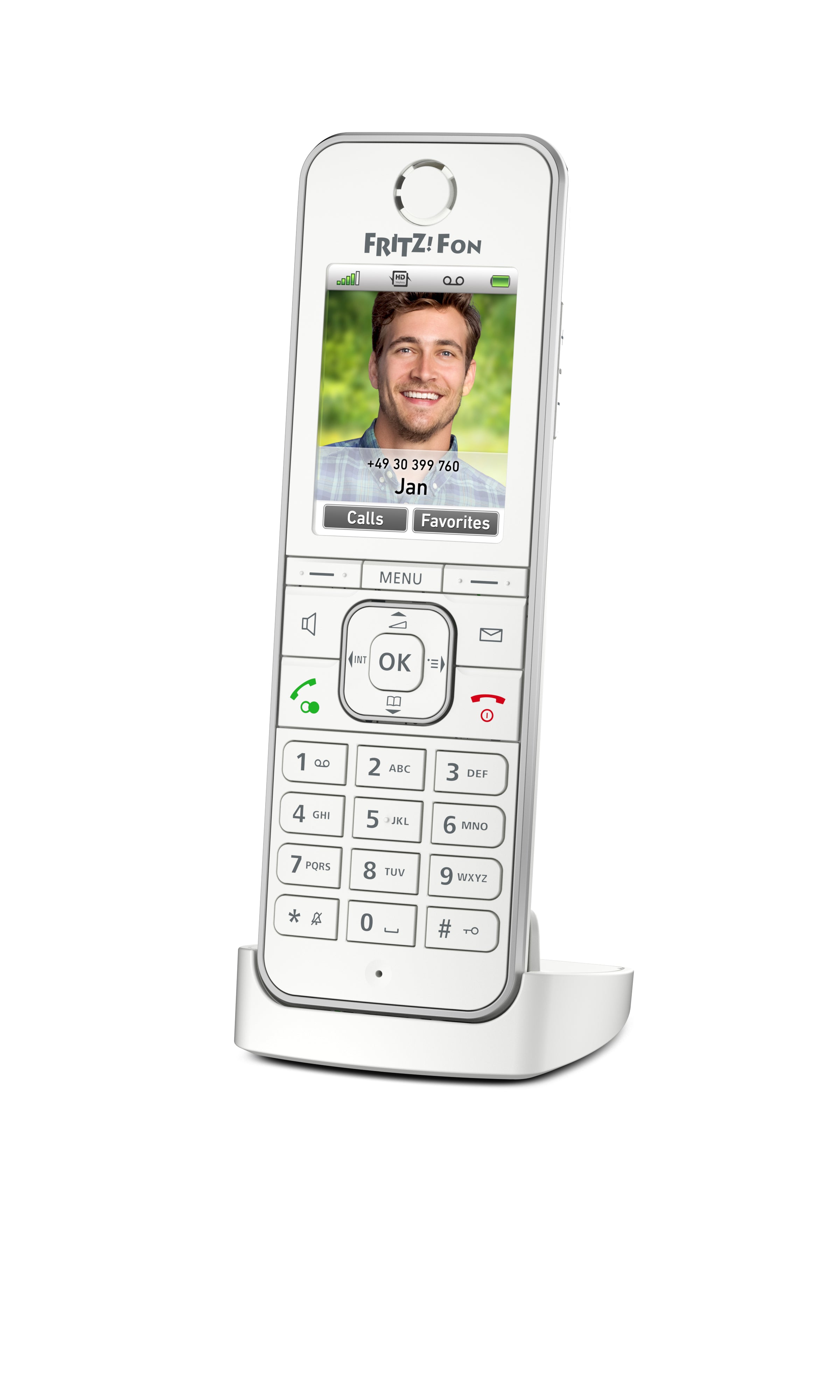 FRITZ! AVM FRITZFon C6 – DECT-Telefon nur Mobilteil, mit Anrufbeantworter, Freisprechen, für FRITZBox/DECT-Basisstation, weiss