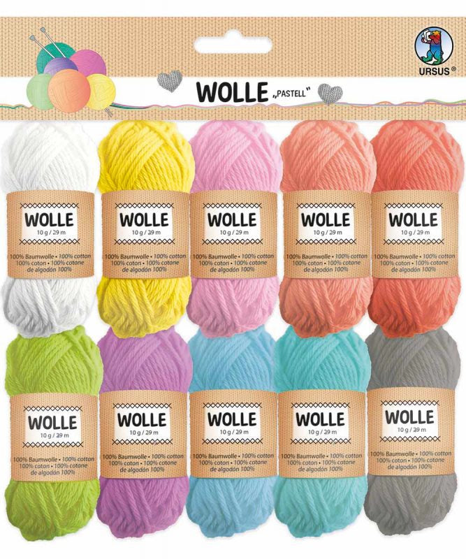 URSUS Pastell Wolle Mehrfarbig – 10× 10 g, 29 m, Nadel 4 mm