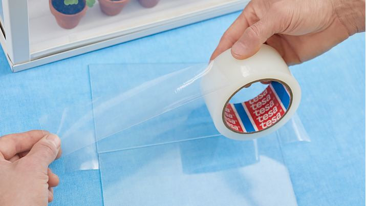 TESA Klebestreifen (Montage) – 48 mm × 10 m, transparent, gewebeverstärkt, wasserfest, für Glas, Kunststoff