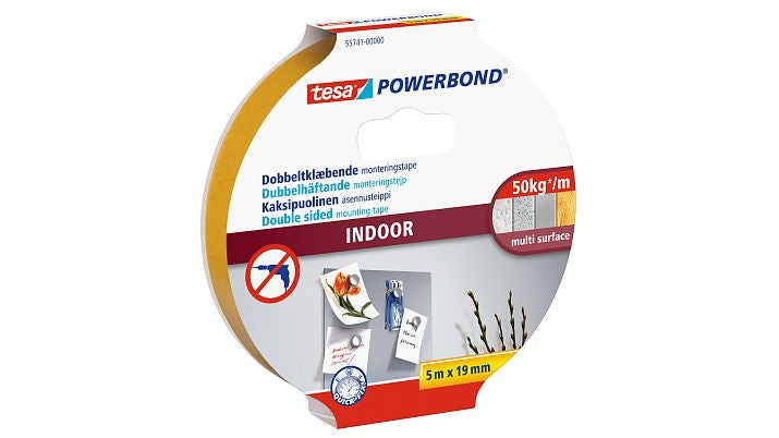 Tesa Powerbond Montageband, für Innen – 19 mm × 5 m, beige