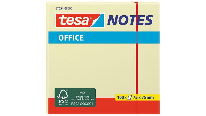 TESA Haftnotizen 57654 – quadratisch – gelb, 100 Blatt