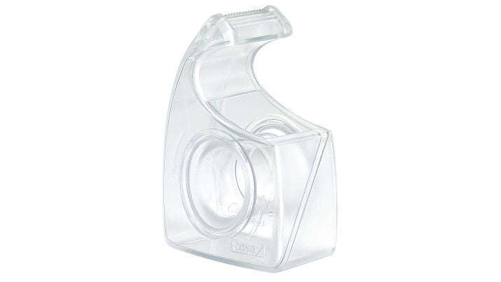 tesa Handabroller Easy Cut – für Rollenbreite bis 19 mm, für Bandlänge bis 10 m, Wellenmesser, transparent