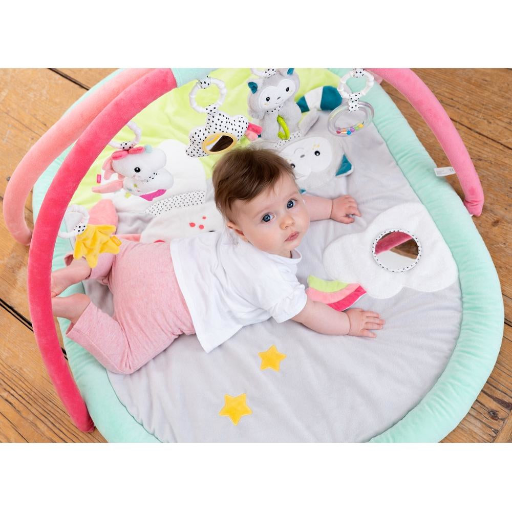 Fehn Krabbeldecke mit Spielbogen Einhorn & Katze – 105 × 85 cm – ab 0 Jahren – Plüsch – Mehrfarbig