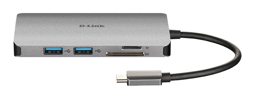 D-Link DUB-M810 USB-Hub – USB-C, 1× HDMI, 3× USB-A, 100 W PD, GbE, SD/microSD, TB3 × 1, für Windows/Mac/Linux
