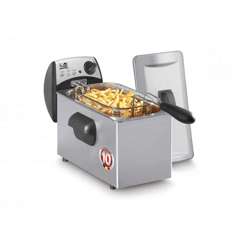 Fritel Fritteuse FR1355 – 3 l, 150–190 °C, 2200 W, Kaltzonen – Silber/Edelstahl